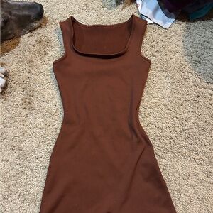 No Boundaries Brown Ribbed Sleeveless Jumpsuit